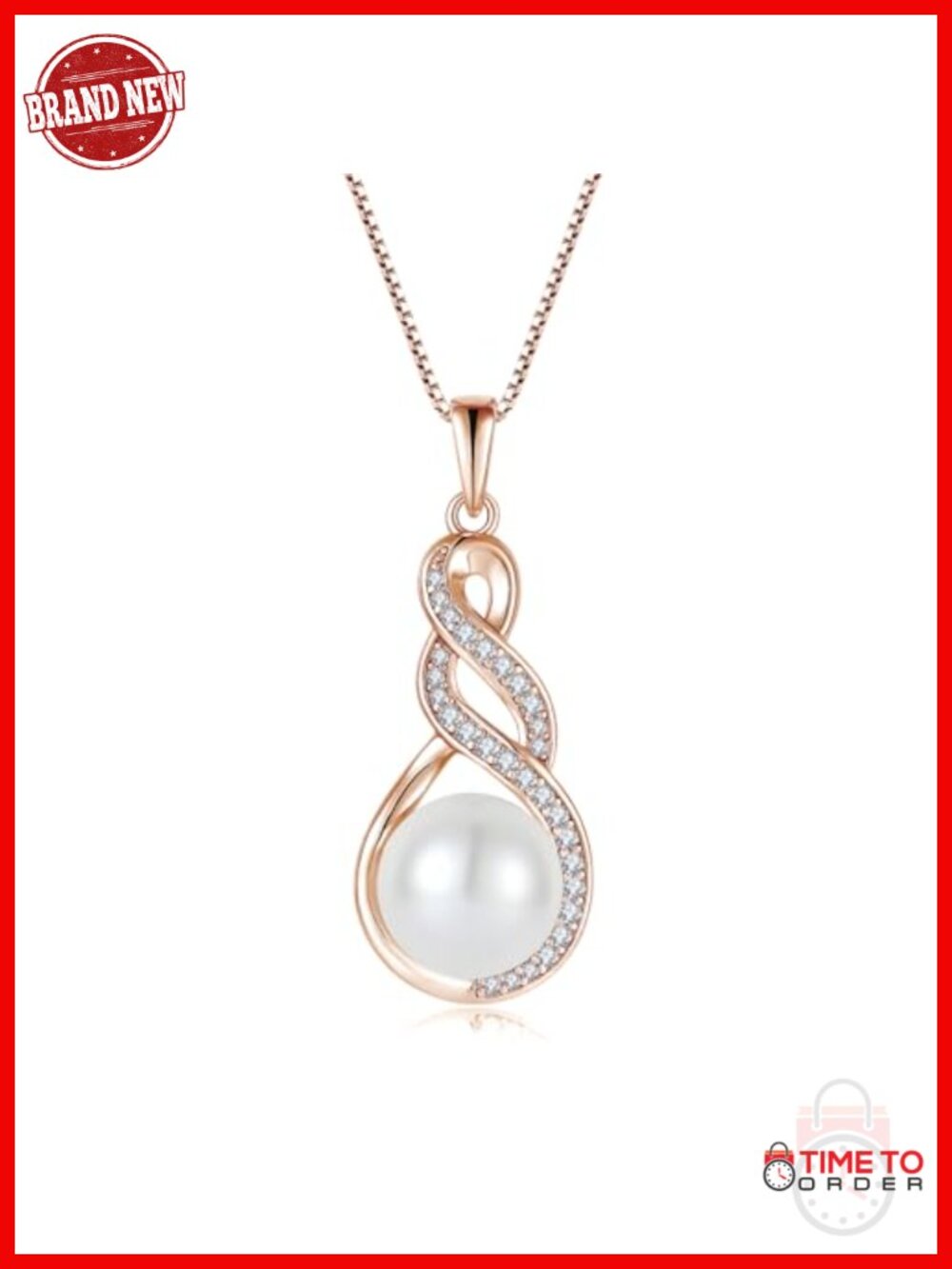 925 Sterling Silver Pearl Infinity Pendant Necklace